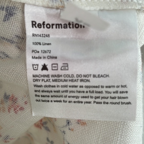 REFORMATION Carmelo Gabrielle Linen Floral Wrap Mini Dress - Picture 5 of 16